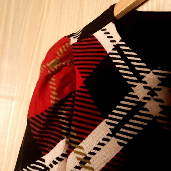 JH Womens New Plus Plaid Red Shift Dress - Picture 3 of 10